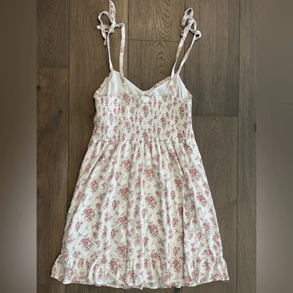 HOLLISTER Floral Mini Dress Size L sweetheart Babydoll Prairie Peasant - Picture 9 of 9